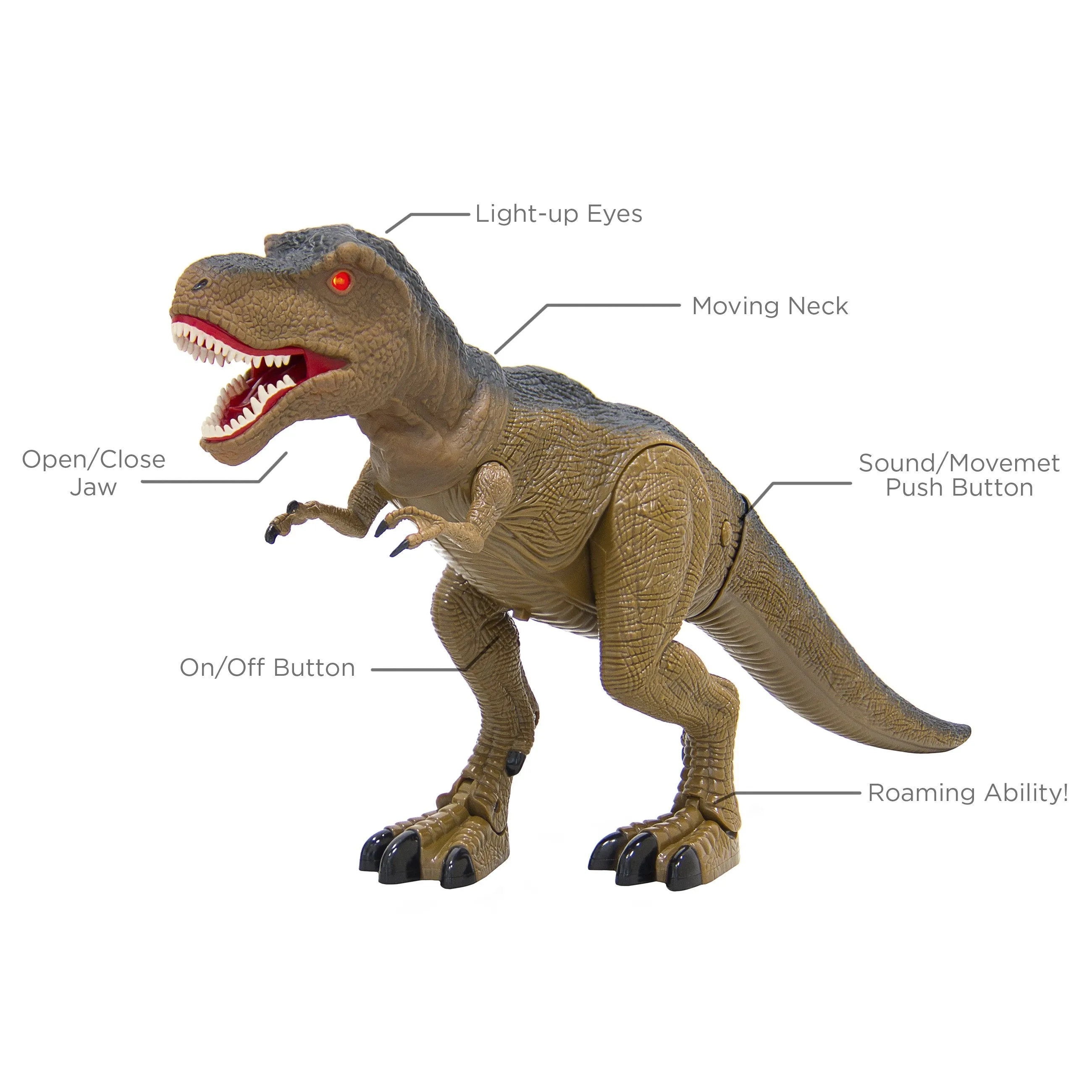 21in Walking Tyrannosaurus Rex Dinosaur Toy - Brown