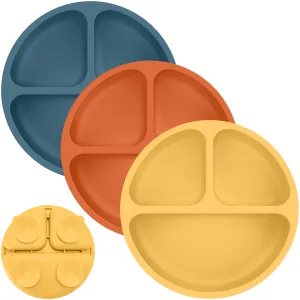 3-Pack Prep Suction Plates for Baby, BPA-Free Silicone Plate