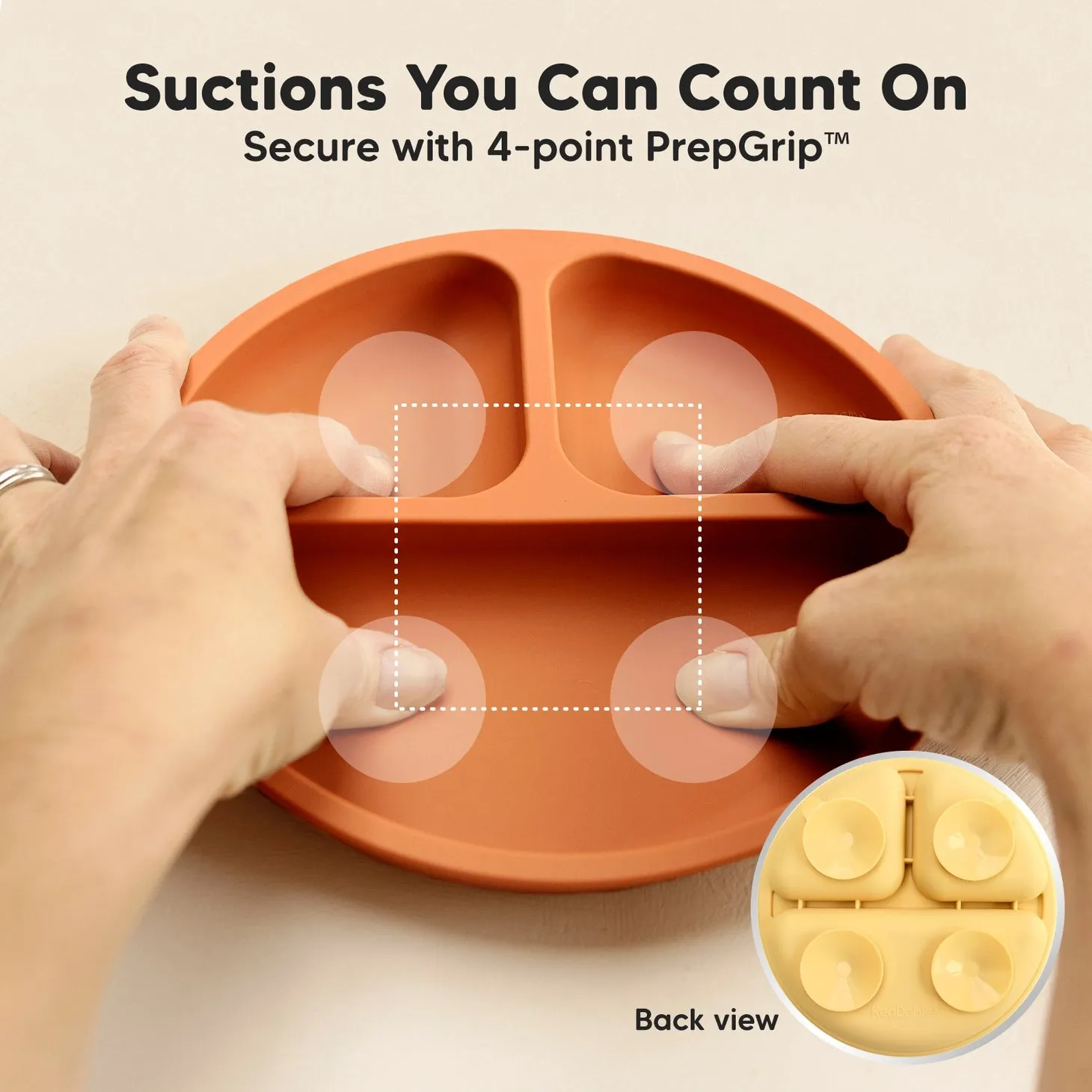 3-Pack Prep Suction Plates for Baby, BPA-Free Silicone Plate