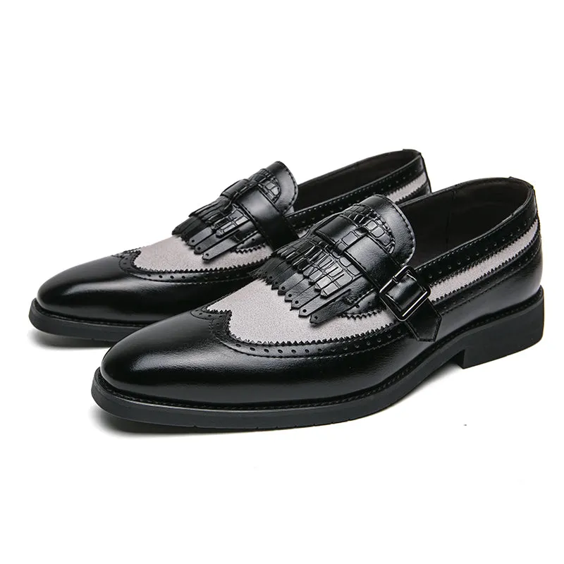 AlliLux Exotic Tassel Decor Designer Dress Shoes