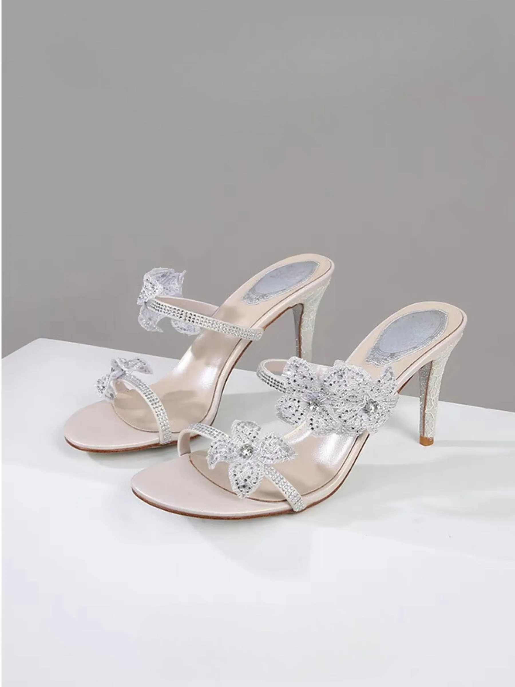 Amelia Rhinestone Flower Heels