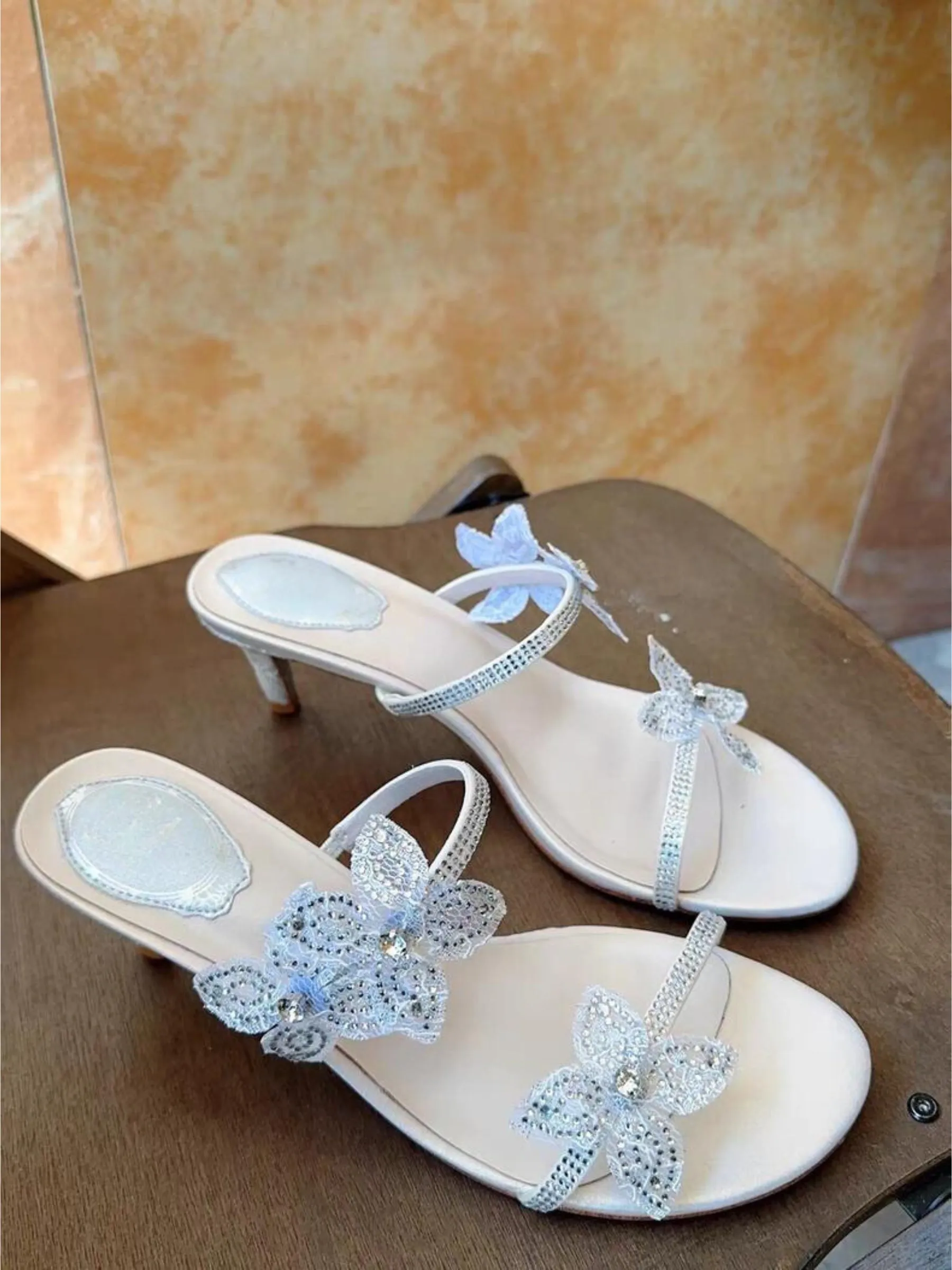 Amelia Rhinestone Flower Heels