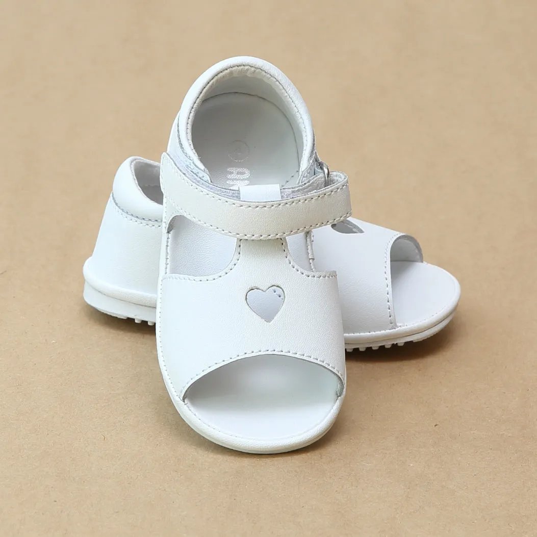 Angel Baby Girls Open Toe and Heart Leather Sandal