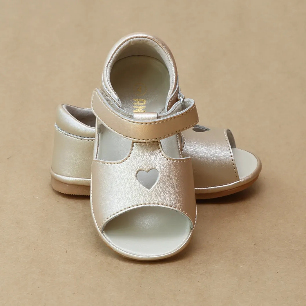 Angel Baby Girls Open Toe and Heart Leather Sandal