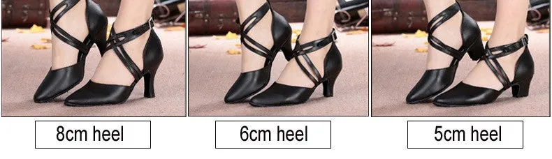 #B2288 Women's Genuine leather Black Latin / Modern Closed Toe Dance Shoes