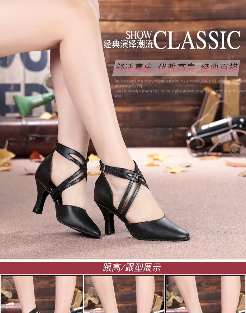 #B2288 Women's Genuine leather Black Latin / Modern Closed Toe Dance Shoes