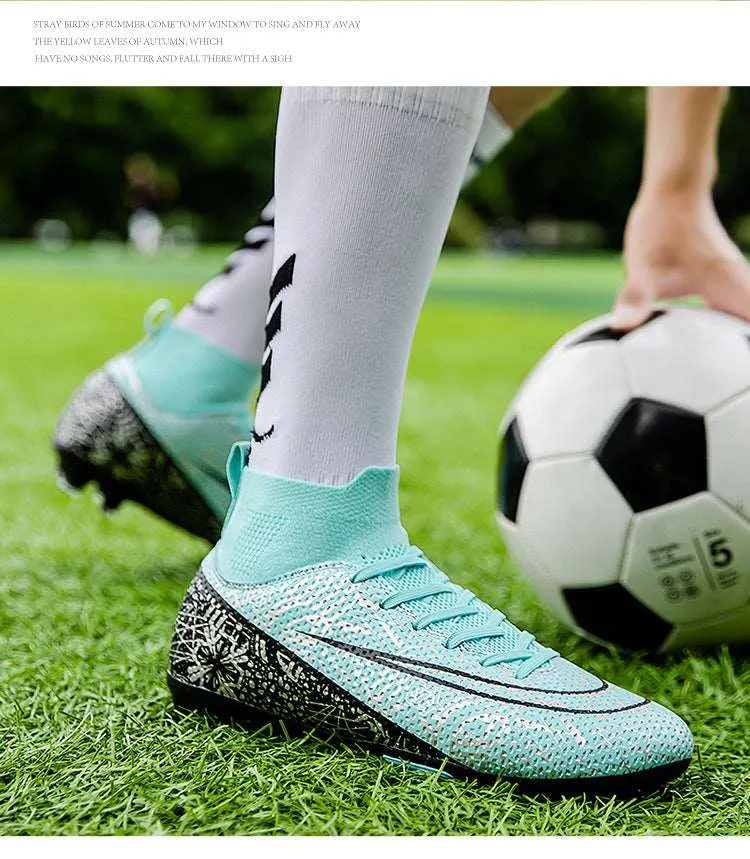 Black High-Top Soccer Cleats for Adult and Kids, Training