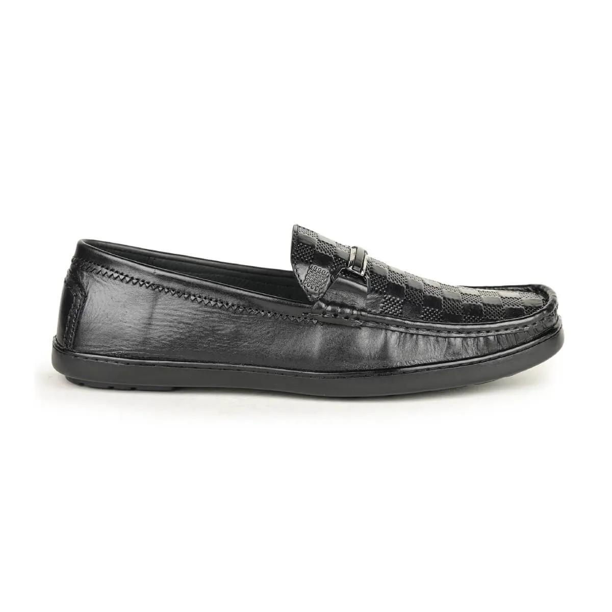 Britmen S-18 Checkbox Pattern Horsebit Loafers For Men