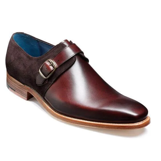 Burgundy Monk Dress Shoes, Leather Suede Formal Shoes