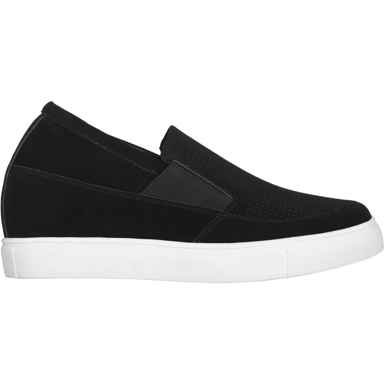 CALTO G63890 3-Inch Taller Lightweight Slip-On Black Sneakers