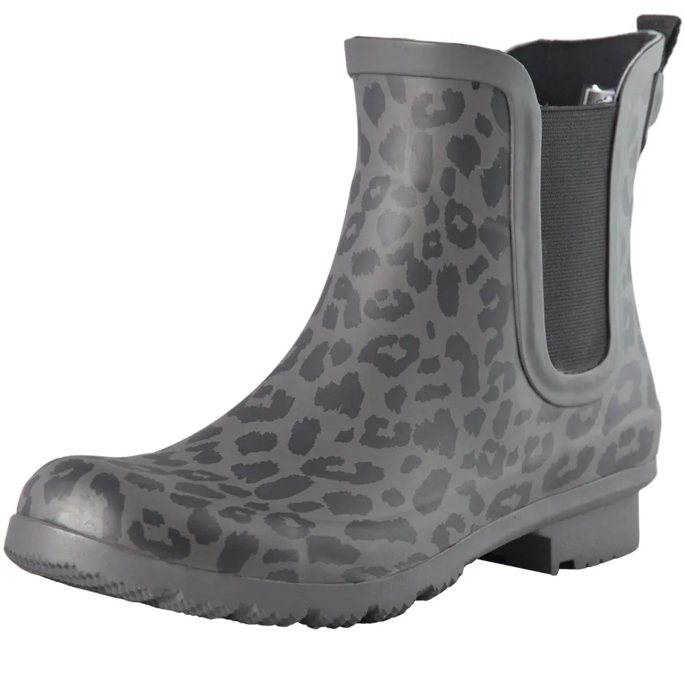 Chelsea Matte Gray Leopard Women's Rain Boots