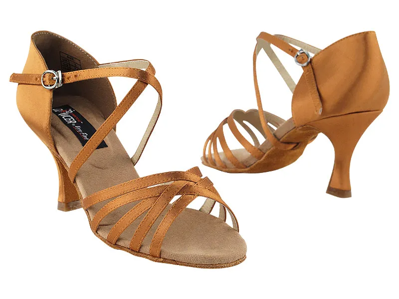 Competitive Dancer Series- Dark Tan Satin Dance Sandal