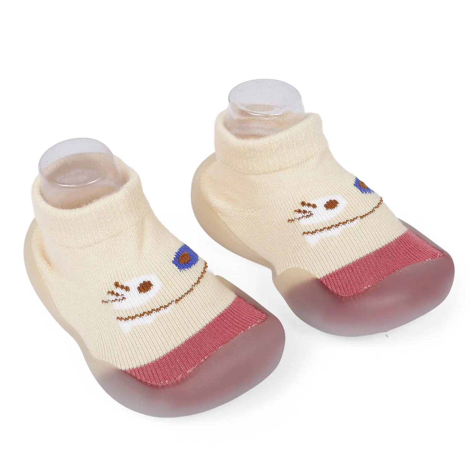 Cute Eye Anti-Skid Slip-On Rubber Sole Shoes - Cream, Maroon