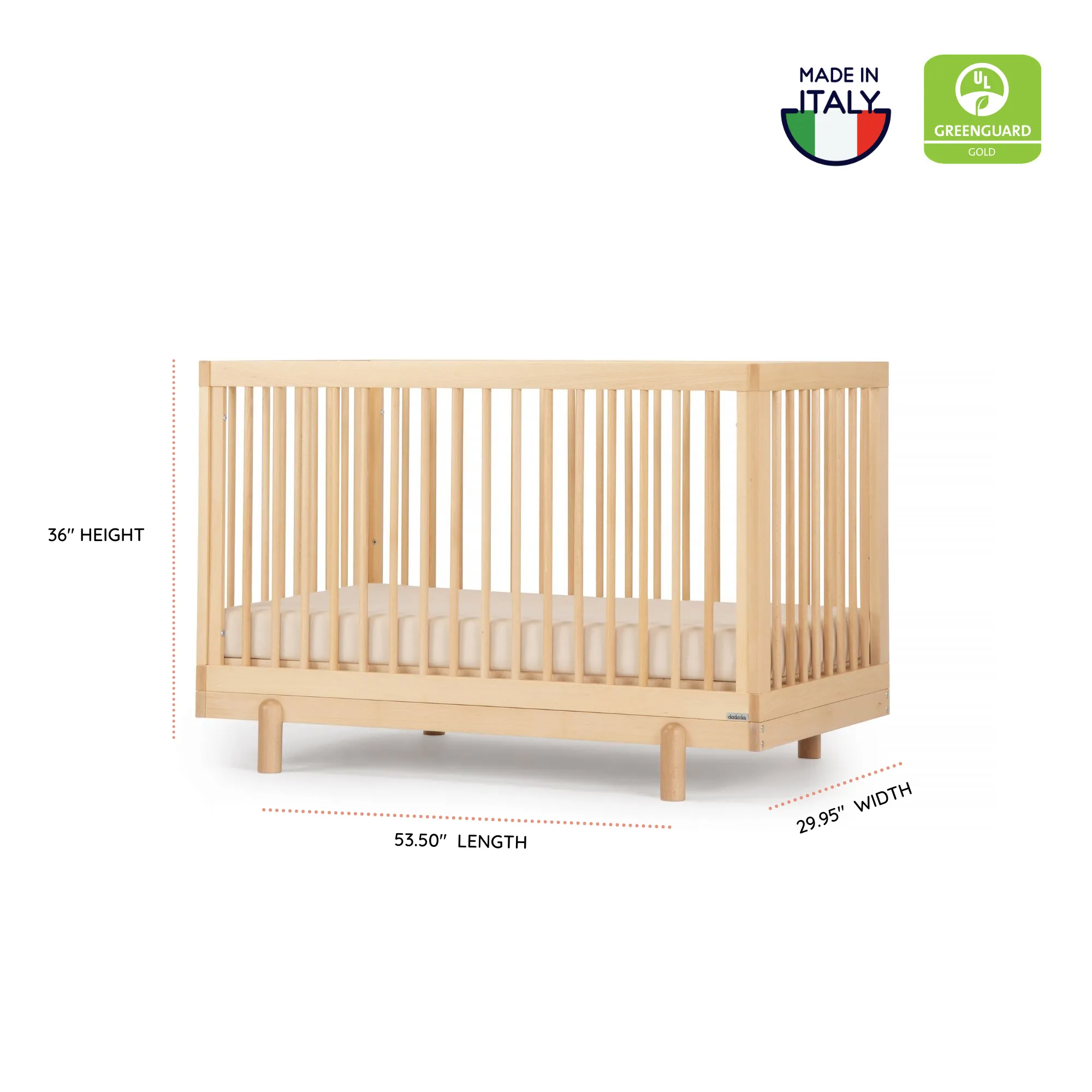 Dadada - Bliss 4-in-1 Convertible Crib - Natural