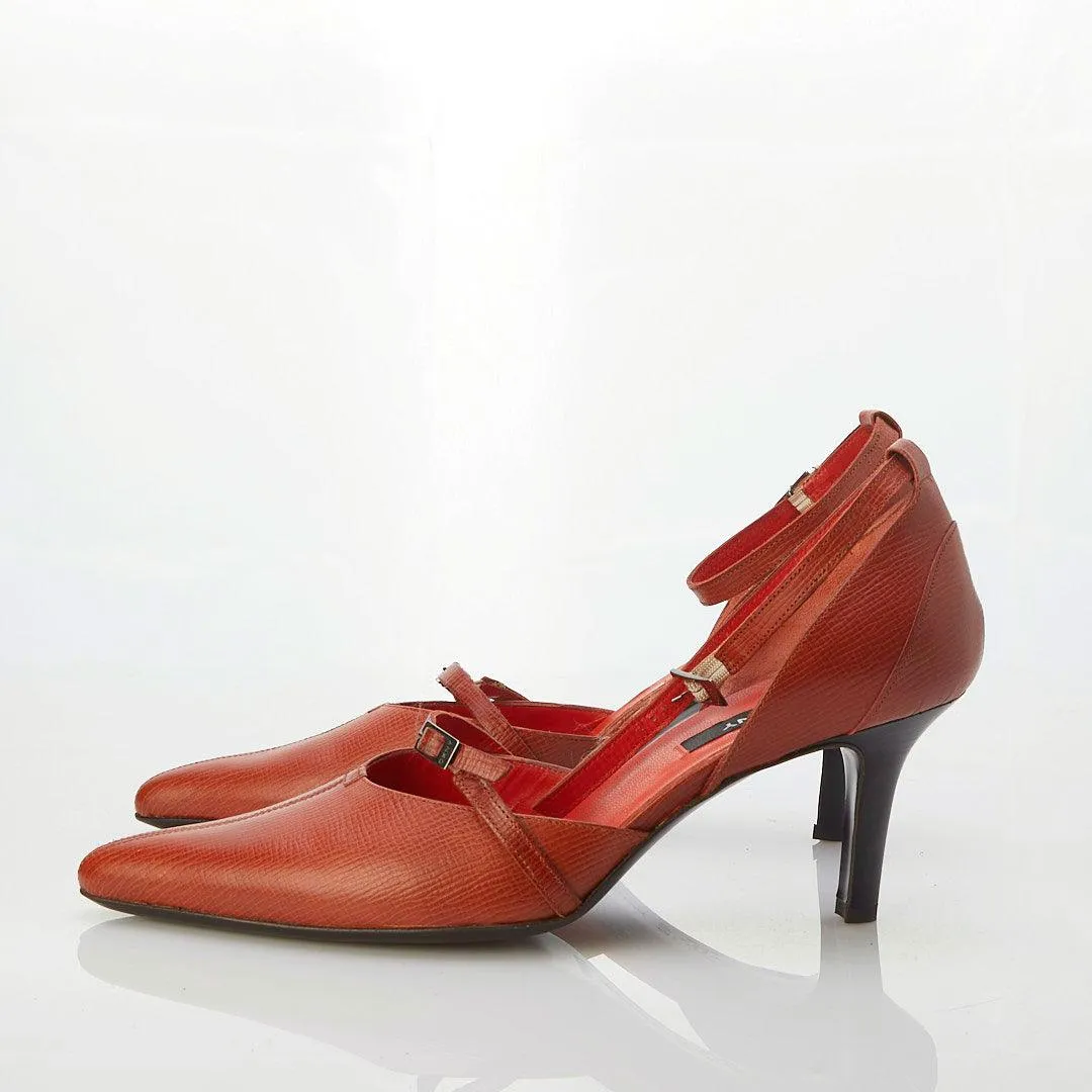 DKNY Leather Burnt Orange Shoe with Ankle Strap US10 /UK7