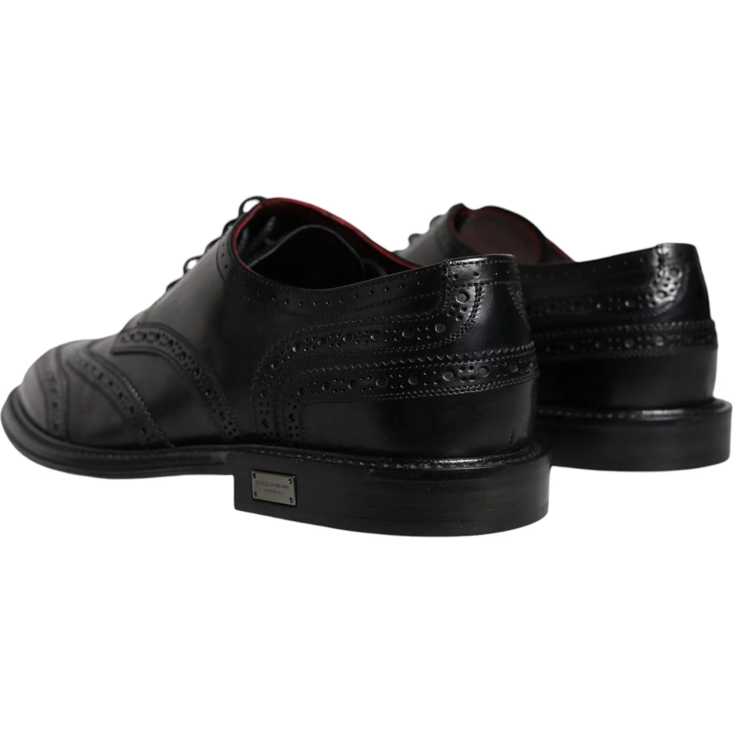 Dolce & Gabbana Black Leather Oxford Wingtip Formal Shoes