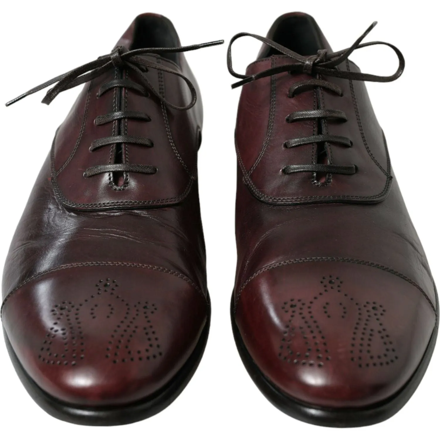 Dolce & Gabbana Elegant Burgundy Leather Derby Shoes