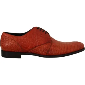 Dolce & Gabbana Exotic Orange Croc Leather Laceup Dress Shoes