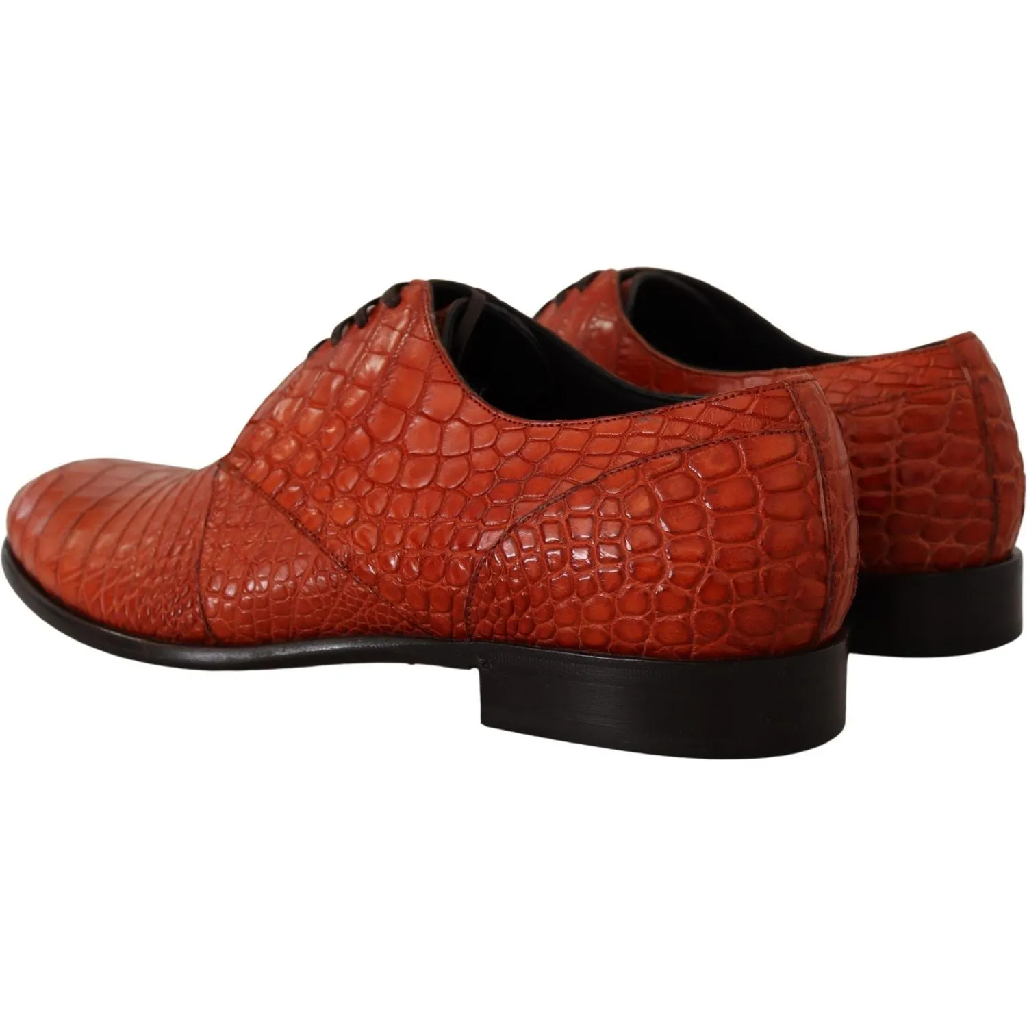 Dolce & Gabbana Exotic Orange Croc Leather Laceup Dress Shoes