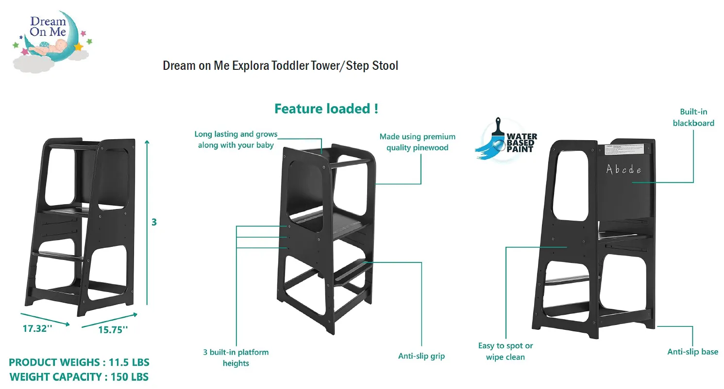 Dream on Me Explora Toddler Tower & Step Stool