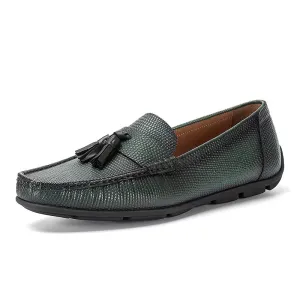 Exotic Boss Leather Slip-on Brogue Loafers