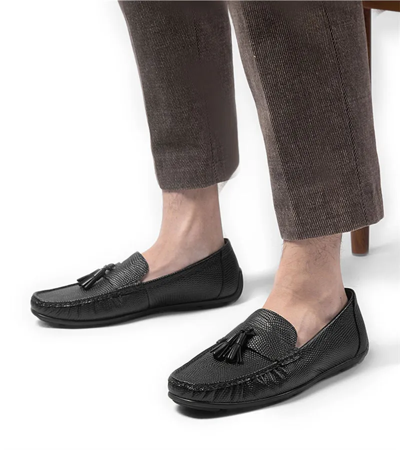 Exotic Boss Leather Slip-on Brogue Loafers