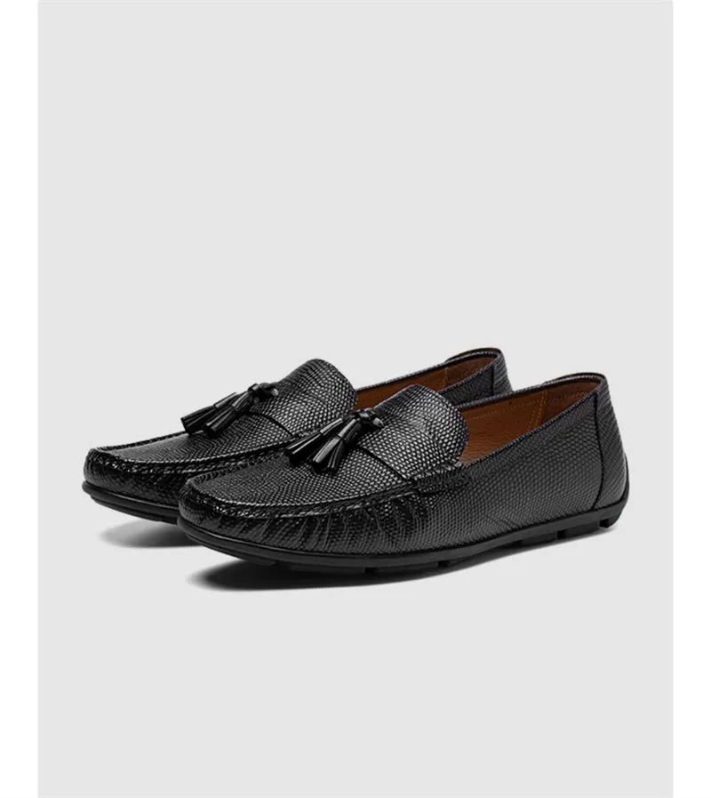 Exotic Boss Leather Slip-on Brogue Loafers