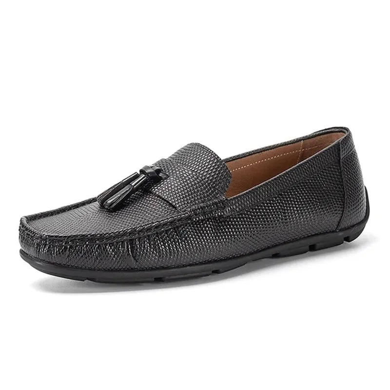 Exotic Boss Leather Slip-on Brogue Loafers