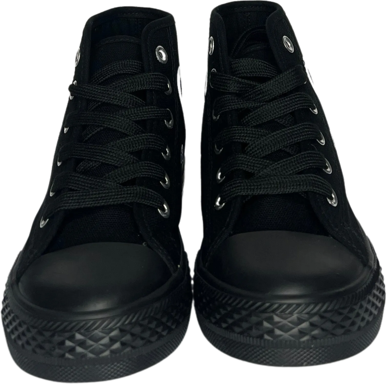 Frantz Lamour Signature Classic Kids High Top Canvas Lace Up Casual Walking Shoes - Black & White