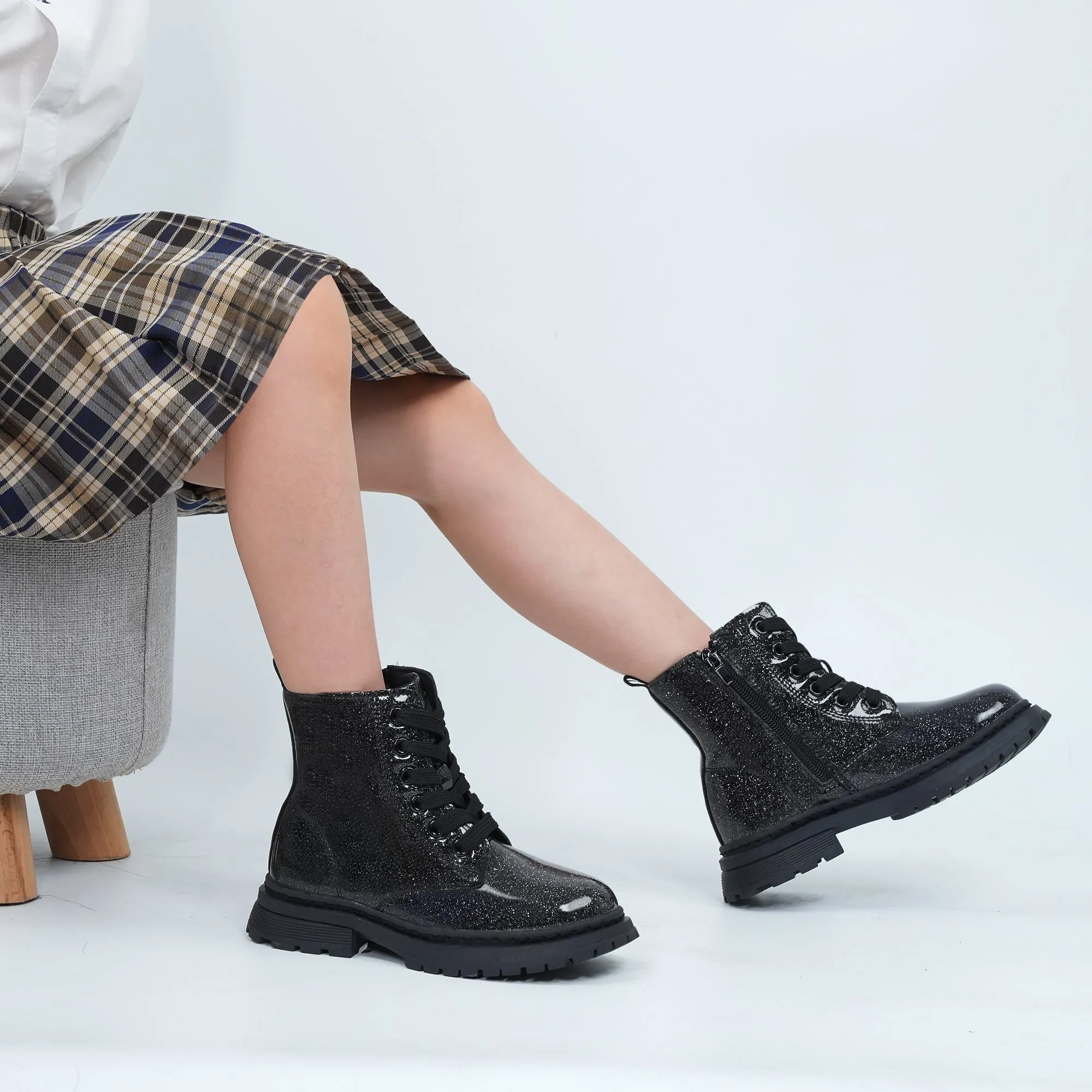 Girls Ankle Boots Lace-Up Work Boots