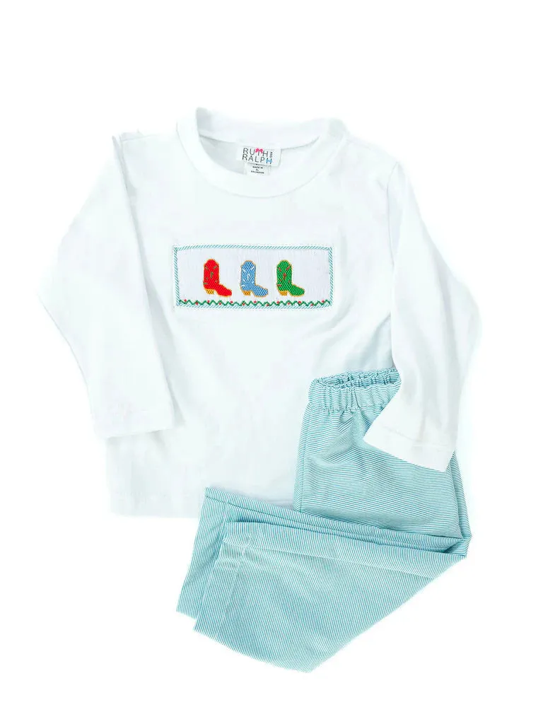 Holiday Boots Smocked Beau Pants Set