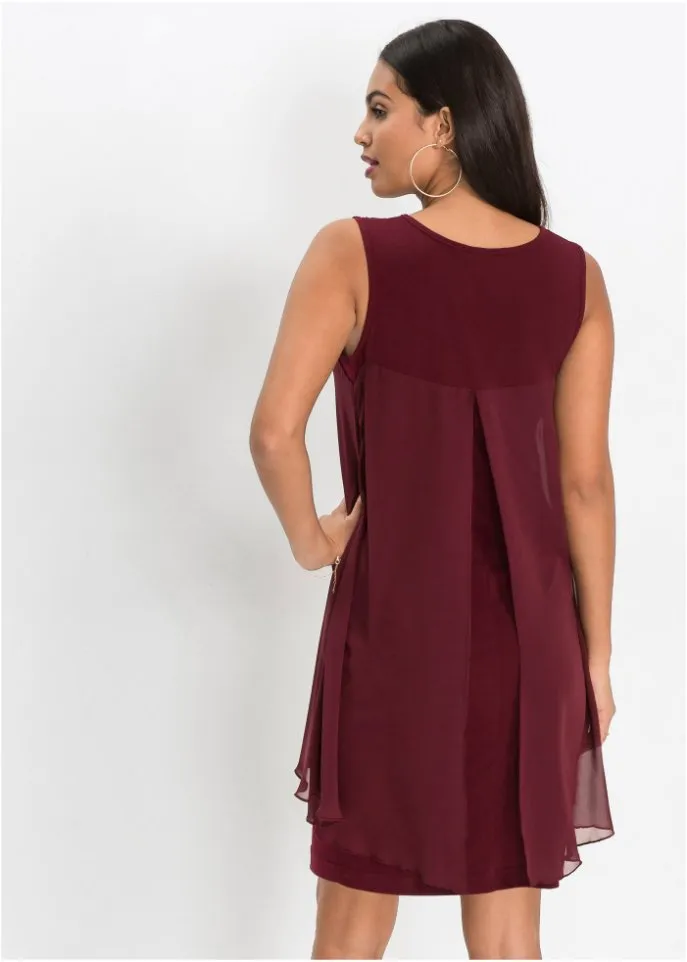 Knitted dress with chiffon Bodyflirt, red