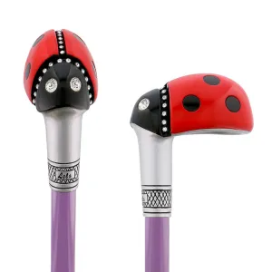 Lady Bug Lola Signature Carbon Fiber Walking Cane - 1 Purple Shaft