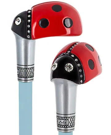 Lady Bug Lola Signature Carbon Fiber Walking Cane - 1 Sky Blue Shaft