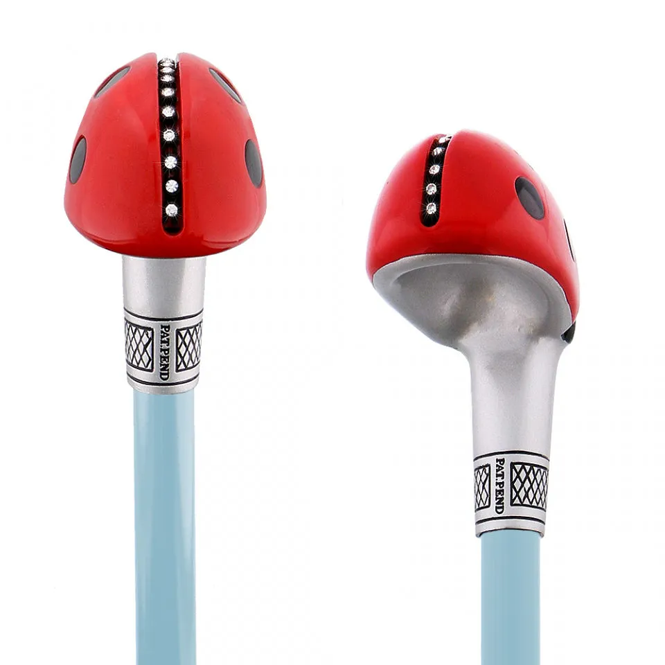 Lady Bug Lola Signature Carbon Fiber Walking Cane - 1 Sky Blue Shaft