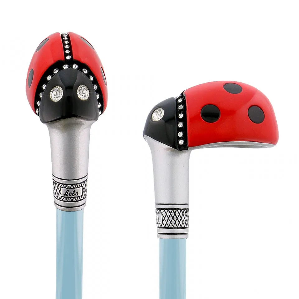 Lady Bug Lola Signature Carbon Fiber Walking Cane - 1 Sky Blue Shaft