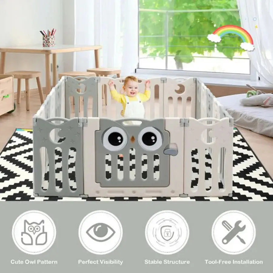 Little Angel Kids Playpen - 179 x 179 x 63cm (Grey)