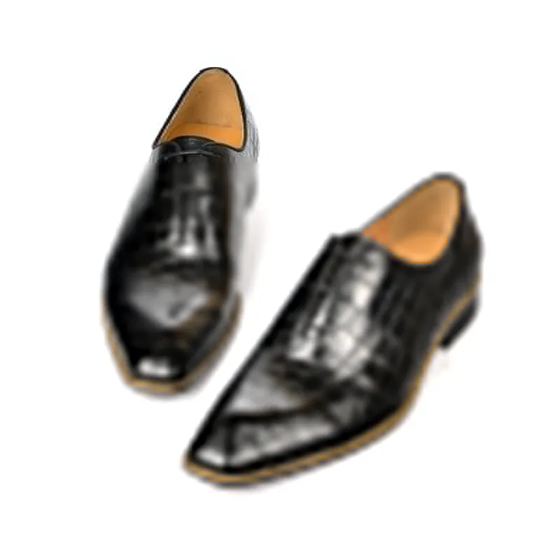 LuxeGent Croc-Embossed Leather Oxford Dress Shoes