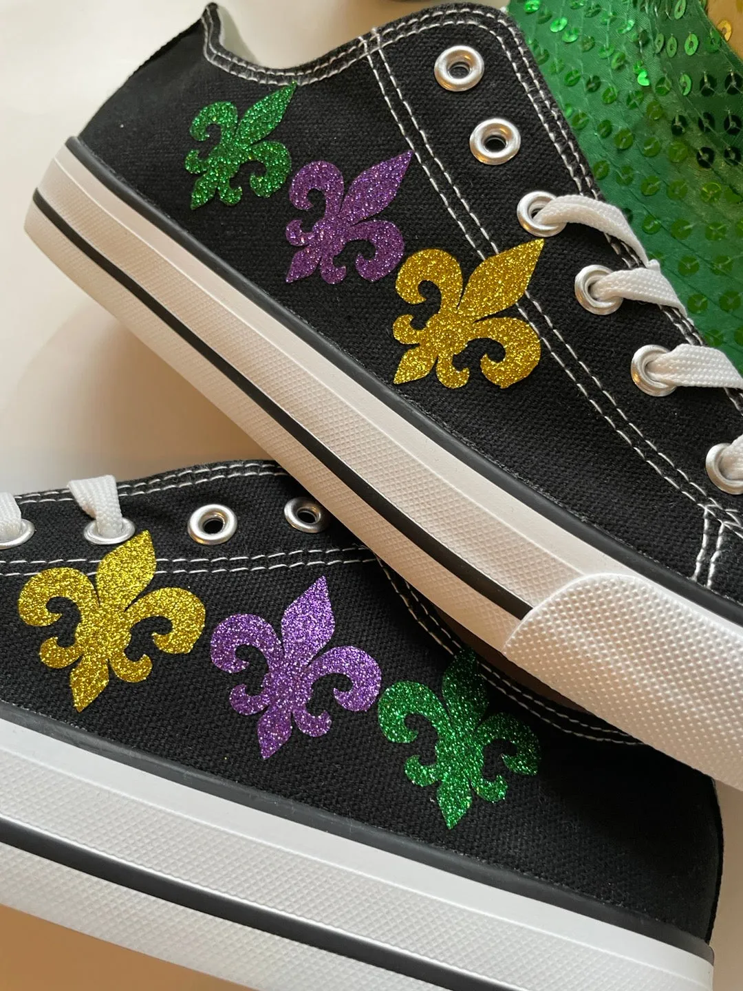 Mardi gras  sneakers /Mardi Gras fleur-de-lys Low-Top Sneakers  /Mardi gras shoe