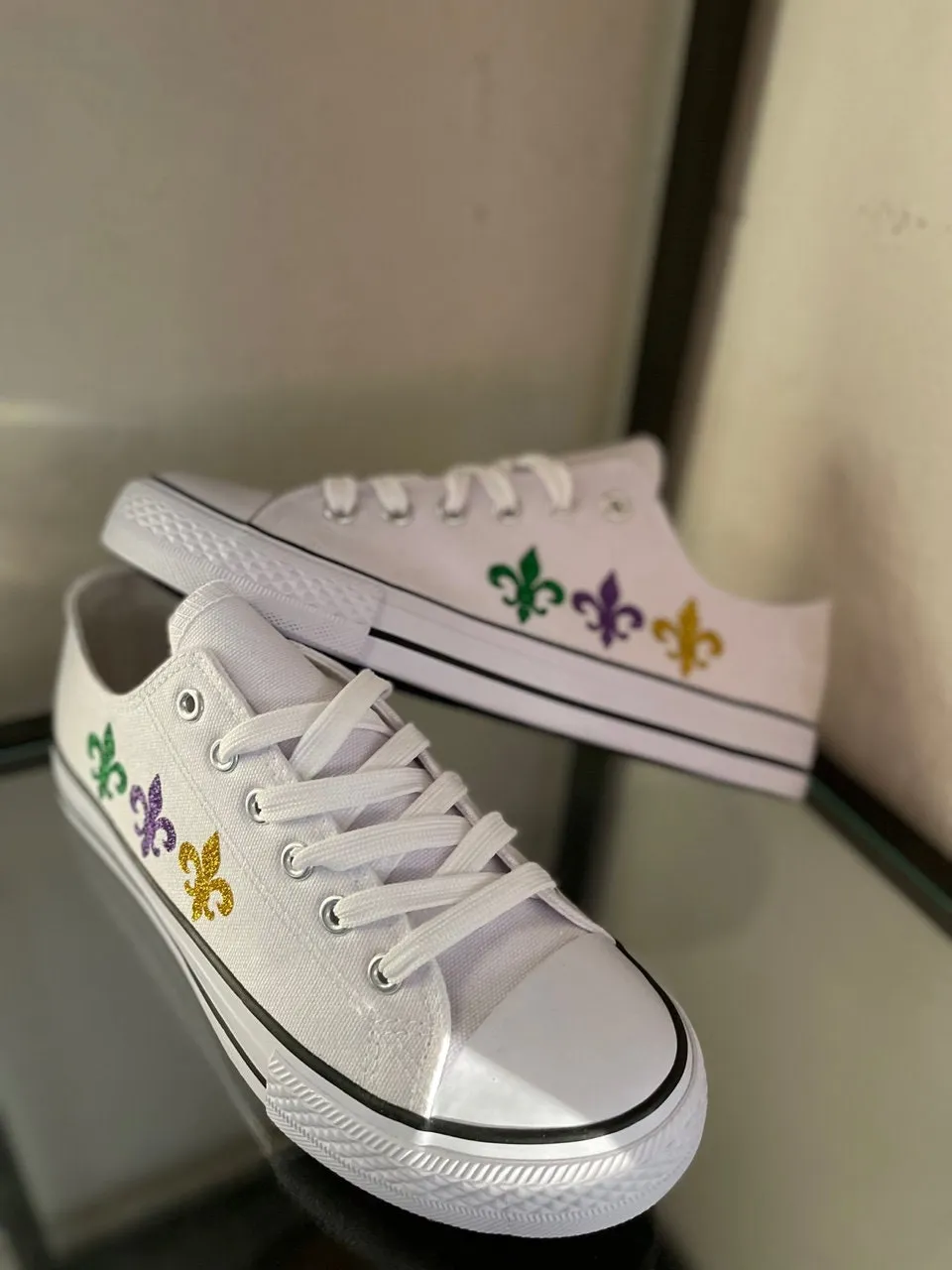 Mardi gras  sneakers /Mardi Gras fleur-de-lys Low-Top Sneakers  /Mardi gras shoe