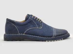 Men's Derby Toe-Cap Leather Dress Shoes - Blue