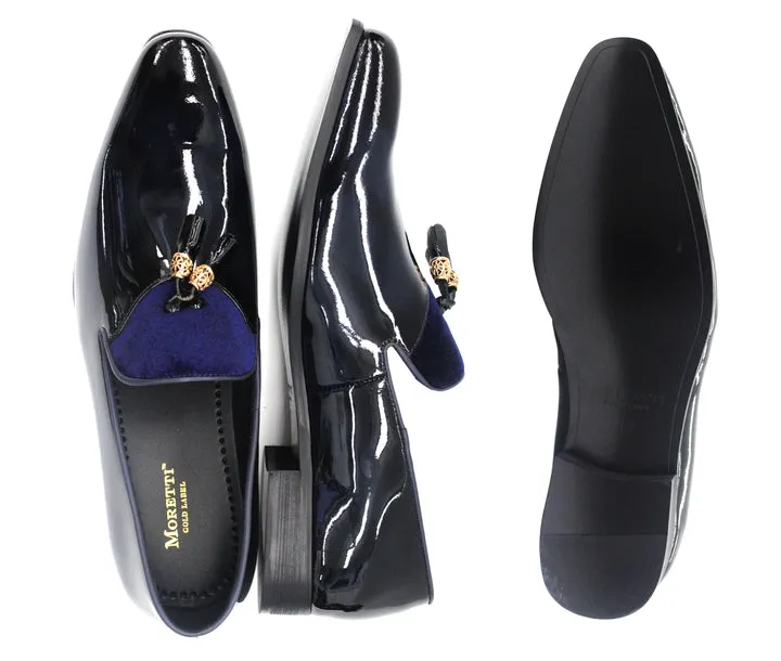 Moretti Plain Toe Slip On Shoes , M31989-NAVY