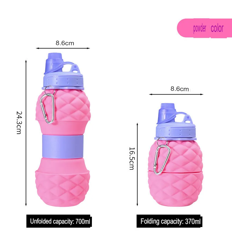 New Platinum Silicone Folding Cup Pineapple Telescopic Water Bottle Children's Outdoor Sports Water Bottle