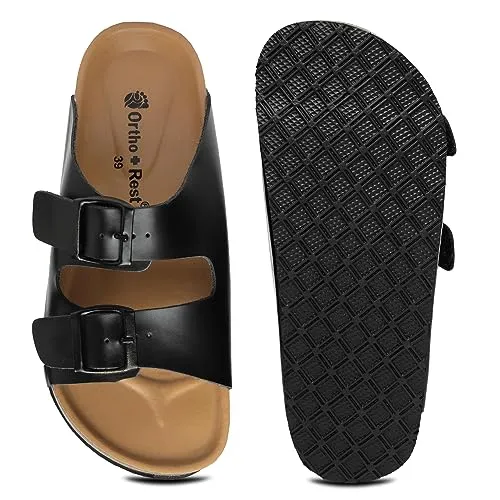 Ortho   Rest Men's Fashionable Cork Sandals | Light weight, Comfortable & Trendy |Adjustable Buckle Straps Casual All Day Wear