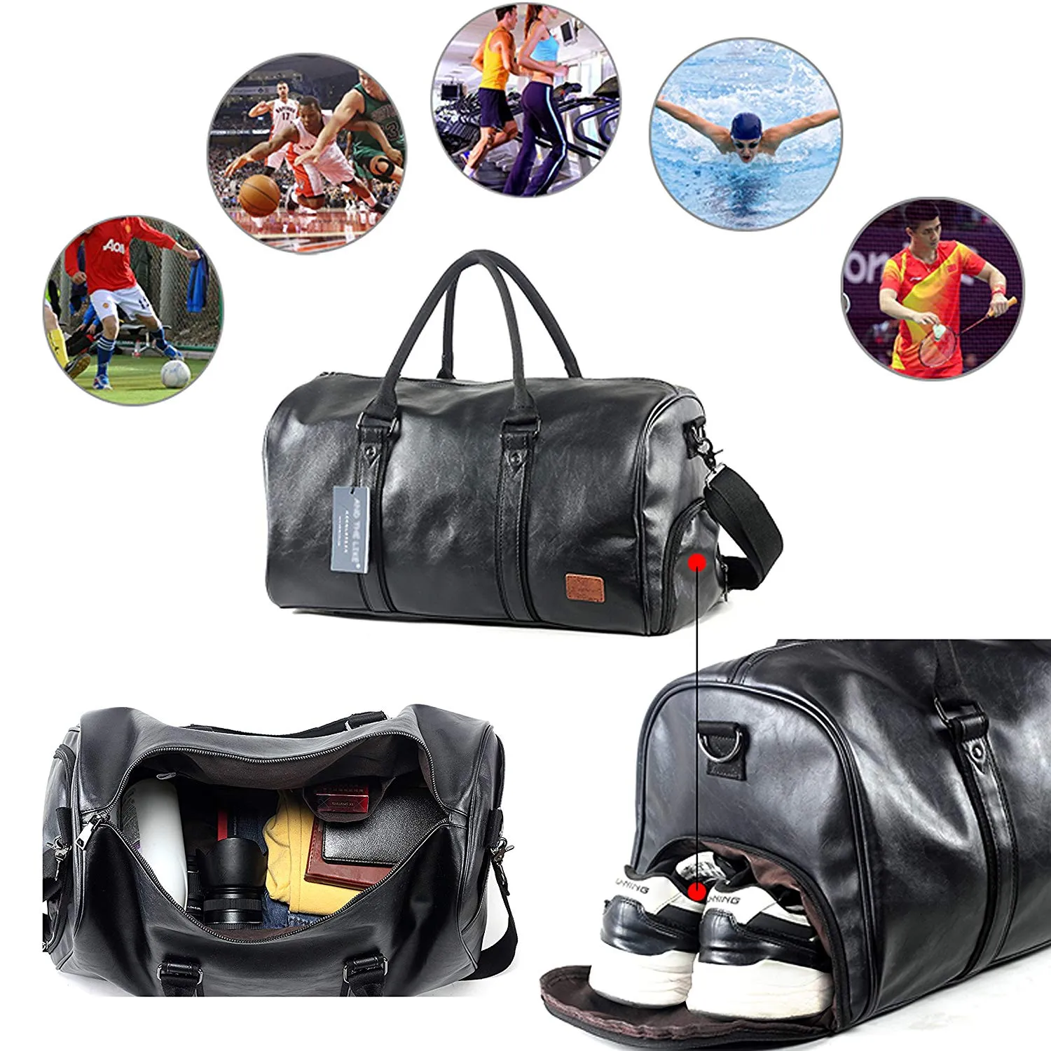 Oversized Waterproof Leather Travel Duffel Bag