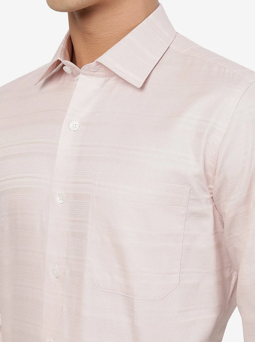 Peach Striped Slim fit Formal Shirt | JadeBlue