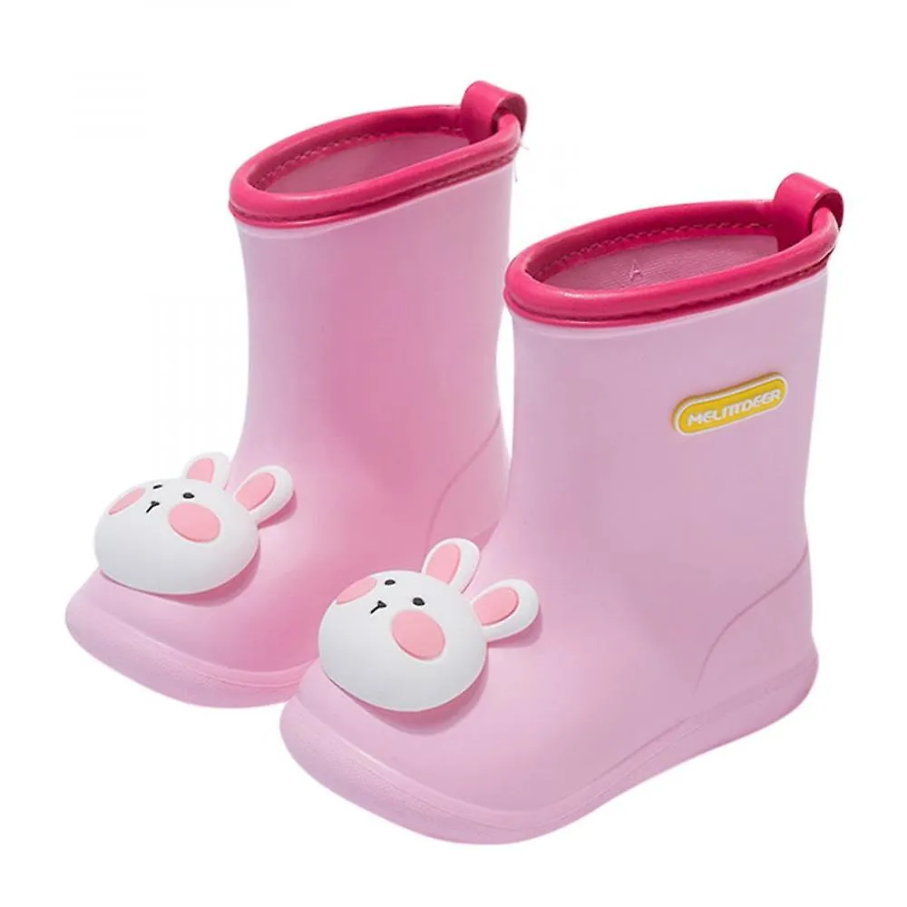 Pink 160Boys Girls Cartoon Cute Dinosaur Rabbit Children Rain Shoes Waterproof Pvc Rubber Non-slip Soft Toddler Kids Casual Rain Boots