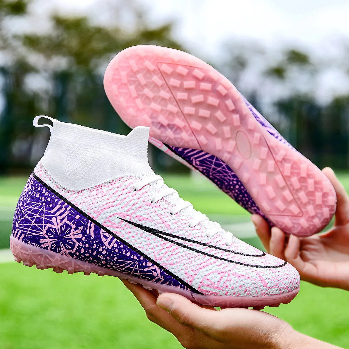 Pink High-Top Soccer Cleats for Girls, Training