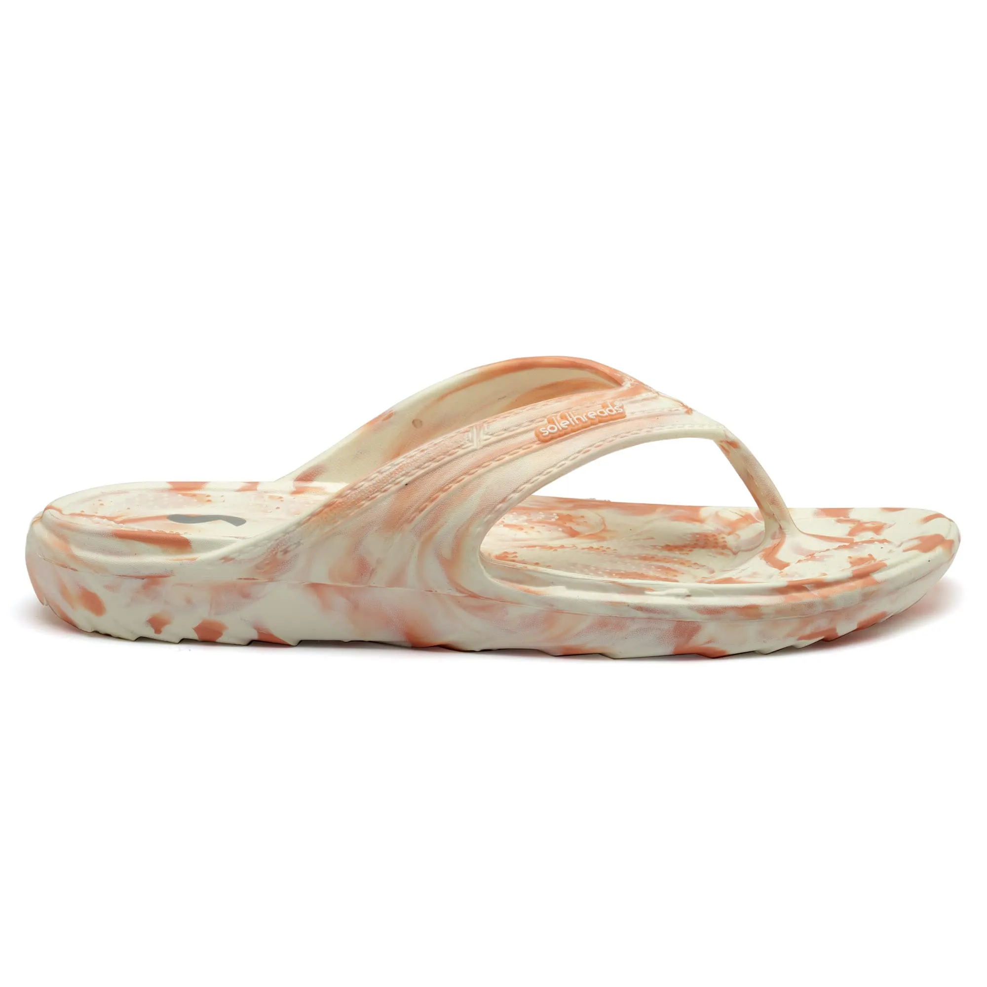 SOLETHREADS ORTHO ELITE MARBLE L | Durable | Sturdy | Light | Comfortable | Shock Absorbent | Slippers | Flip Flops for Women | PEACH | 6UK