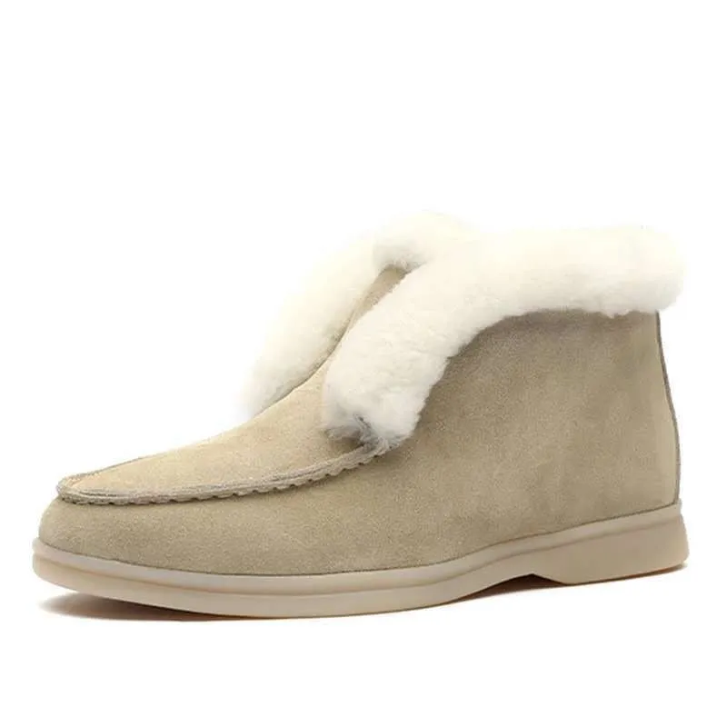 Women's Snow Boots Non-slip Faux Fur Lined Warm Low Heels Winter Shoes